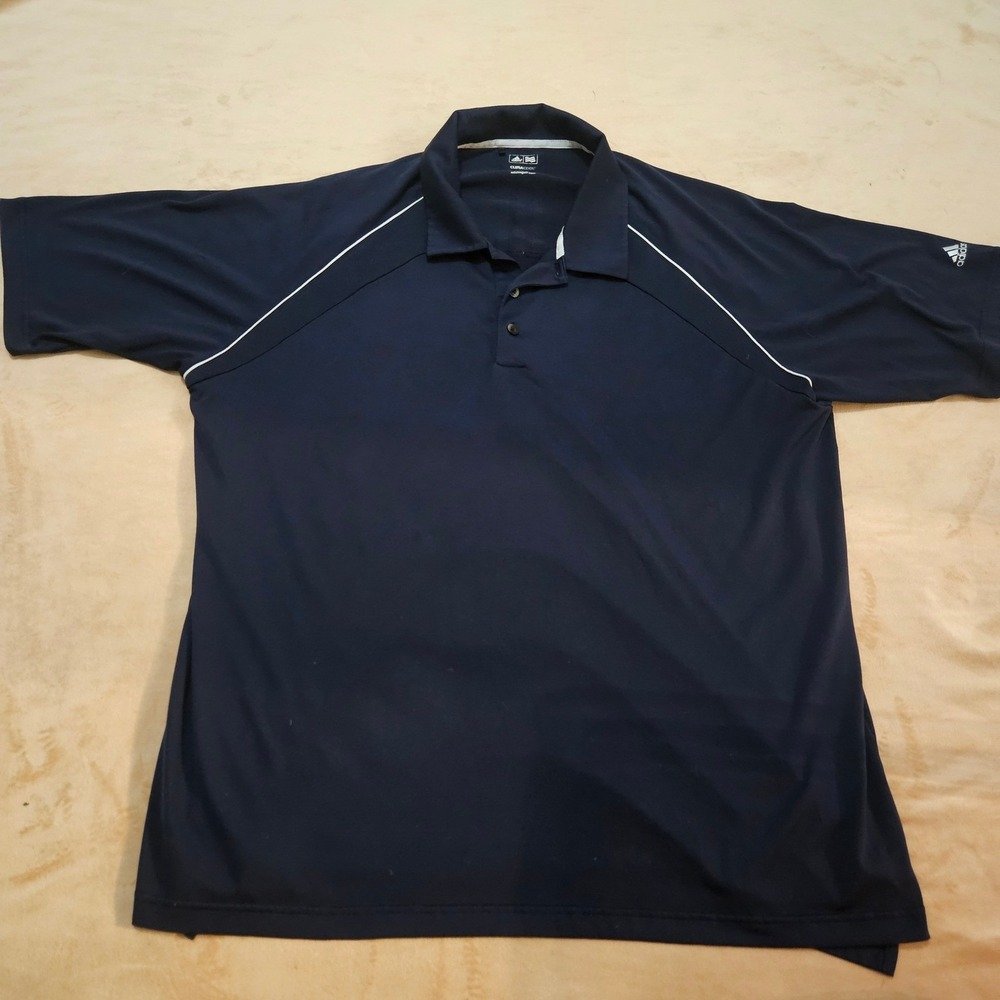 Adidas Golf Polo Shirt‎ Mens 2XL ClimaCool Navy Blue Short Sleeve Athletic